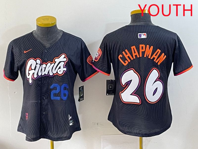 Youth San Francisco Giants #26 Chapman Black Joint Name Nike 2025 MLB Jersey style 3